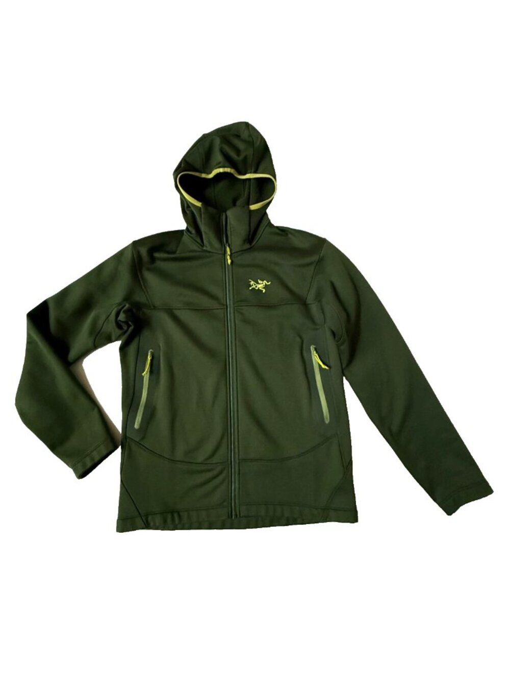 Arcteryx Mens S Arenite Hoody Green Jacket Hoodie 16235 Full Zip Fleece Yellow